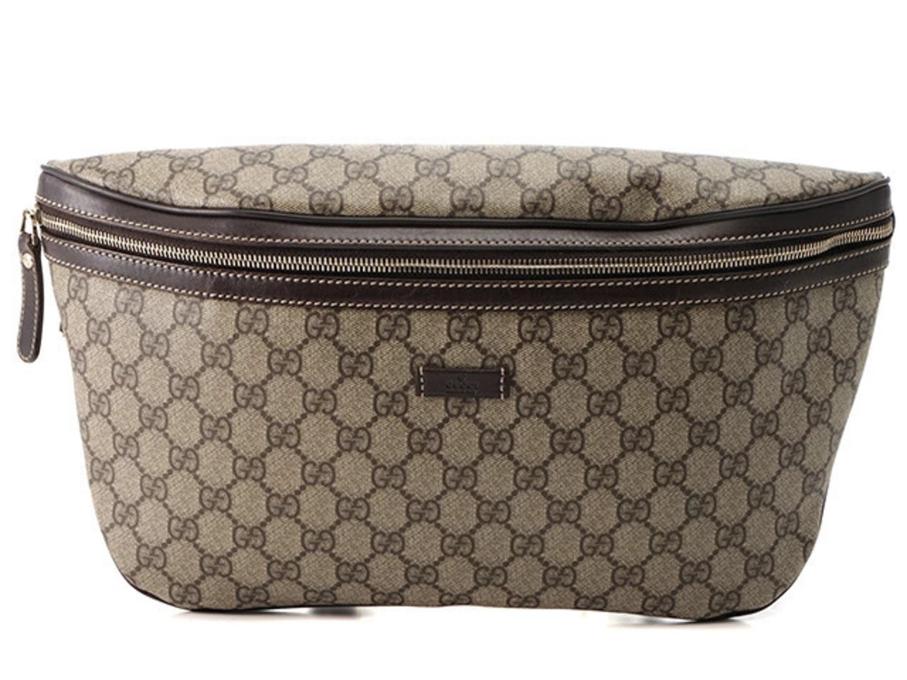 Gucci GG Waist Bag Beige Cream Dark Brown Leather